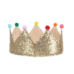 Gold Sequin Pom Pom Crown | Josiah Amari