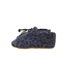 Blue Leopard Print Baby Leather Booties | Josiah Amari