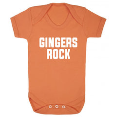 gingers rock novelty baby onesie in orange