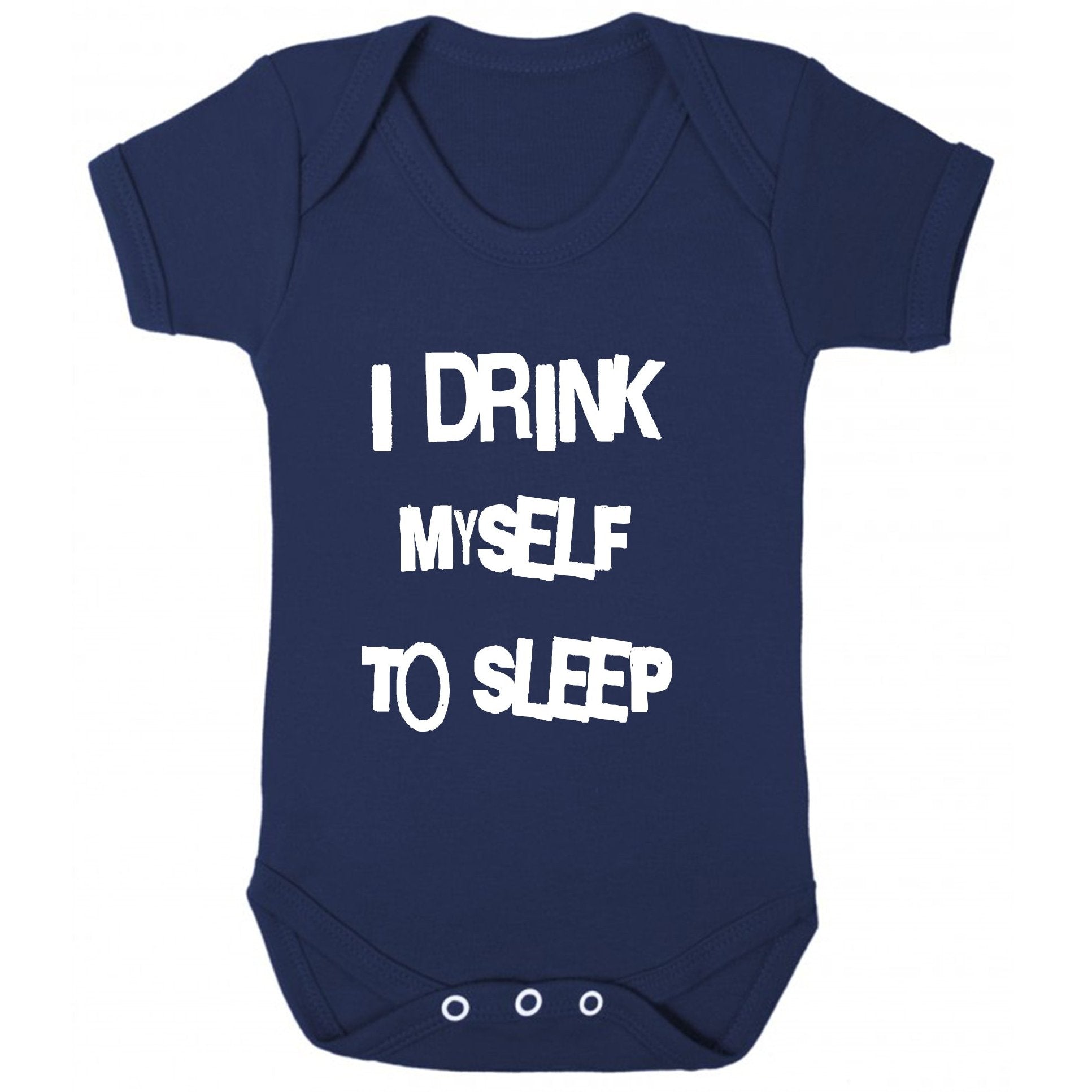 I drink myself to sleep baby onesie in navy blue