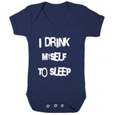 I drink myself to sleep baby onesie in navy blue
