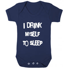I drink myself to sleep baby onesie in navy blue