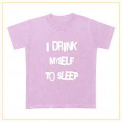 I drink myself to sleep baby t-shirt in dust pink