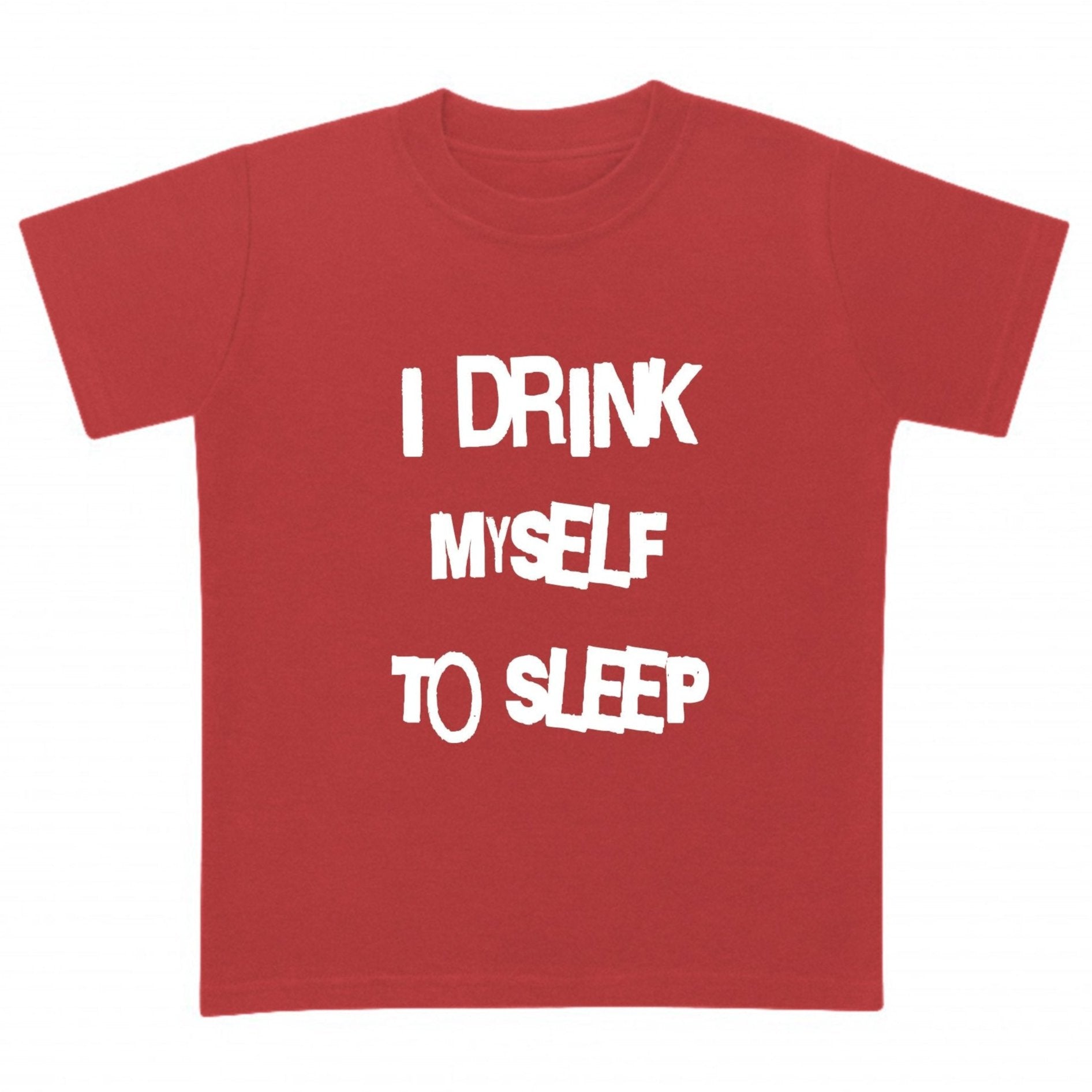 I drink myself to sleep baby t-shirt in red
