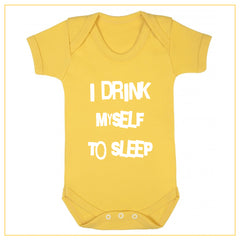 I drink myself to sleep baby onesie in yellow