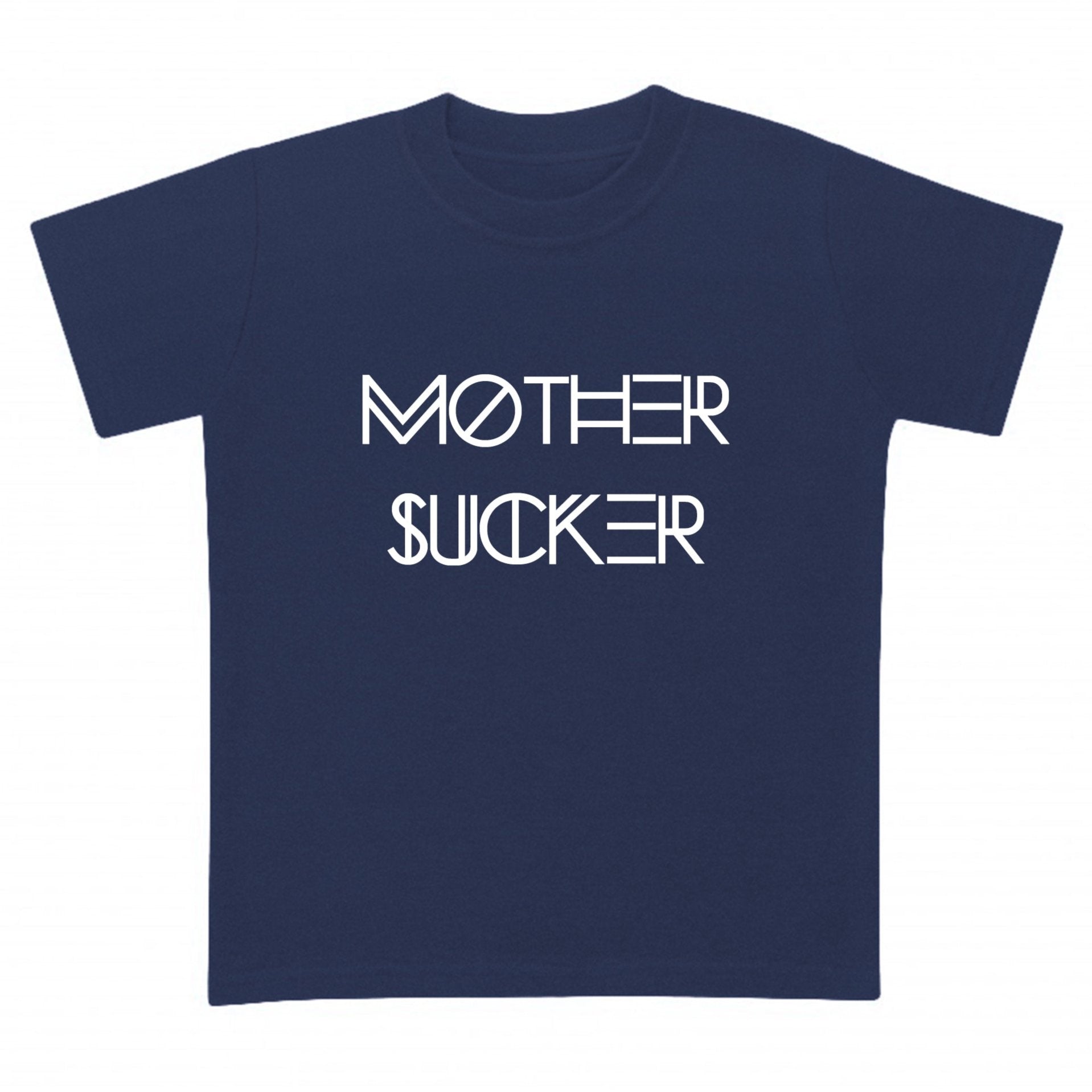 navy blue t-shirt for babies with a mother sucker print