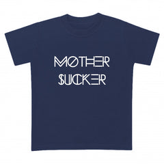 navy blue t-shirt for babies with a mother sucker print