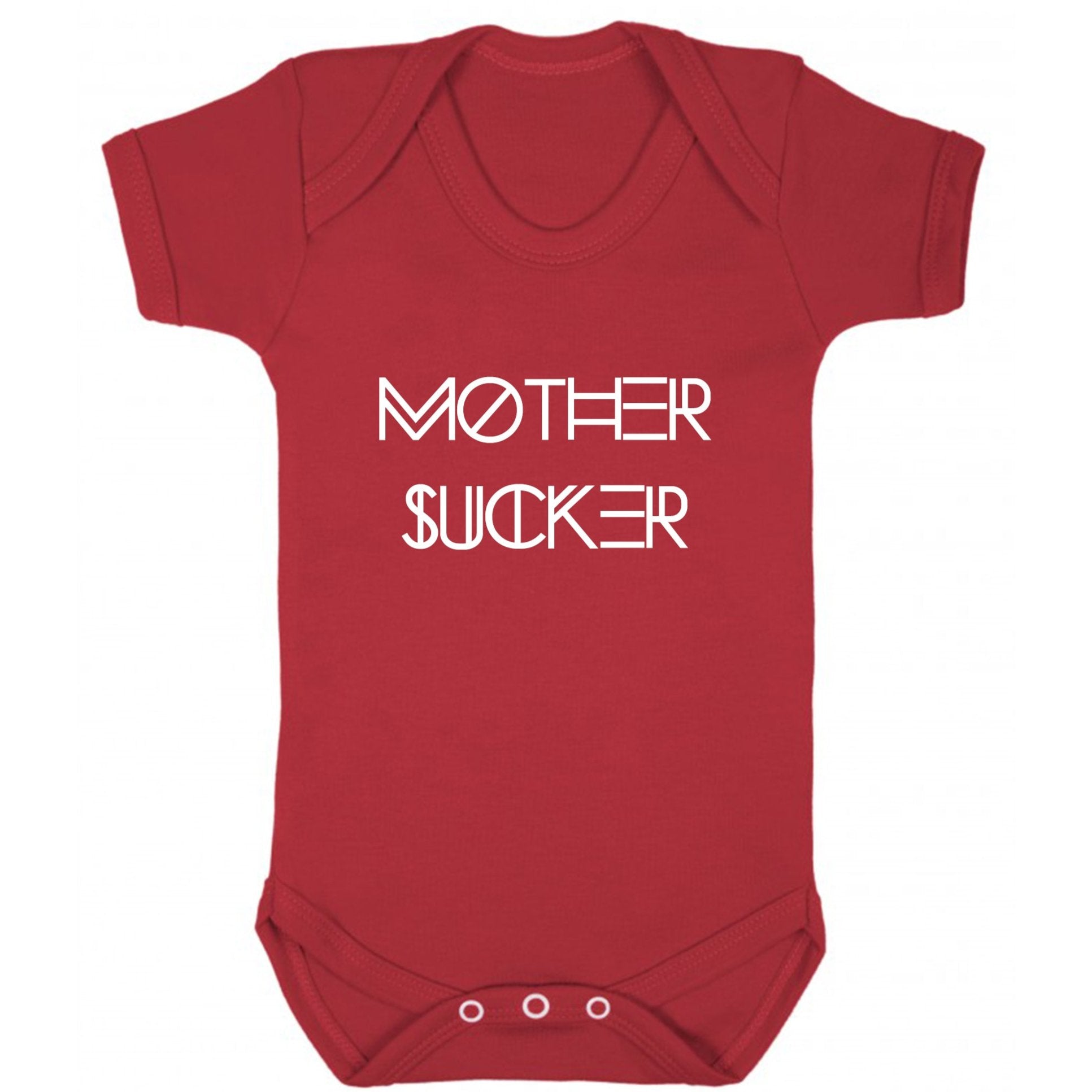mother sucker novelty baby onesie in red