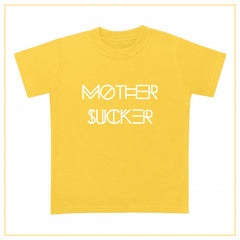 yellow t-shirt for babies with a mother sucker print