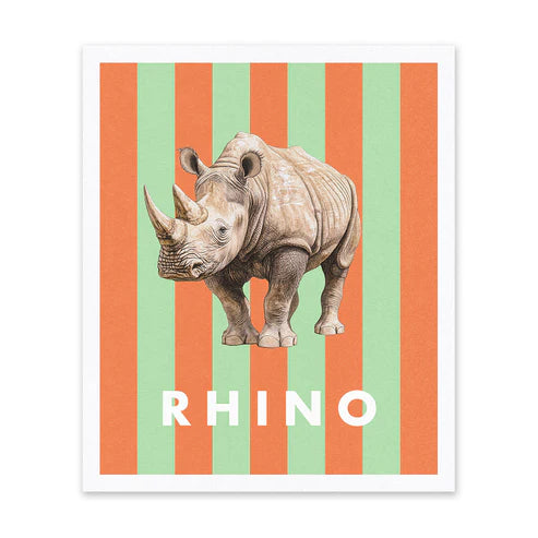 Striped Rhino Riso Print (12x10) | Josiah  Amari
