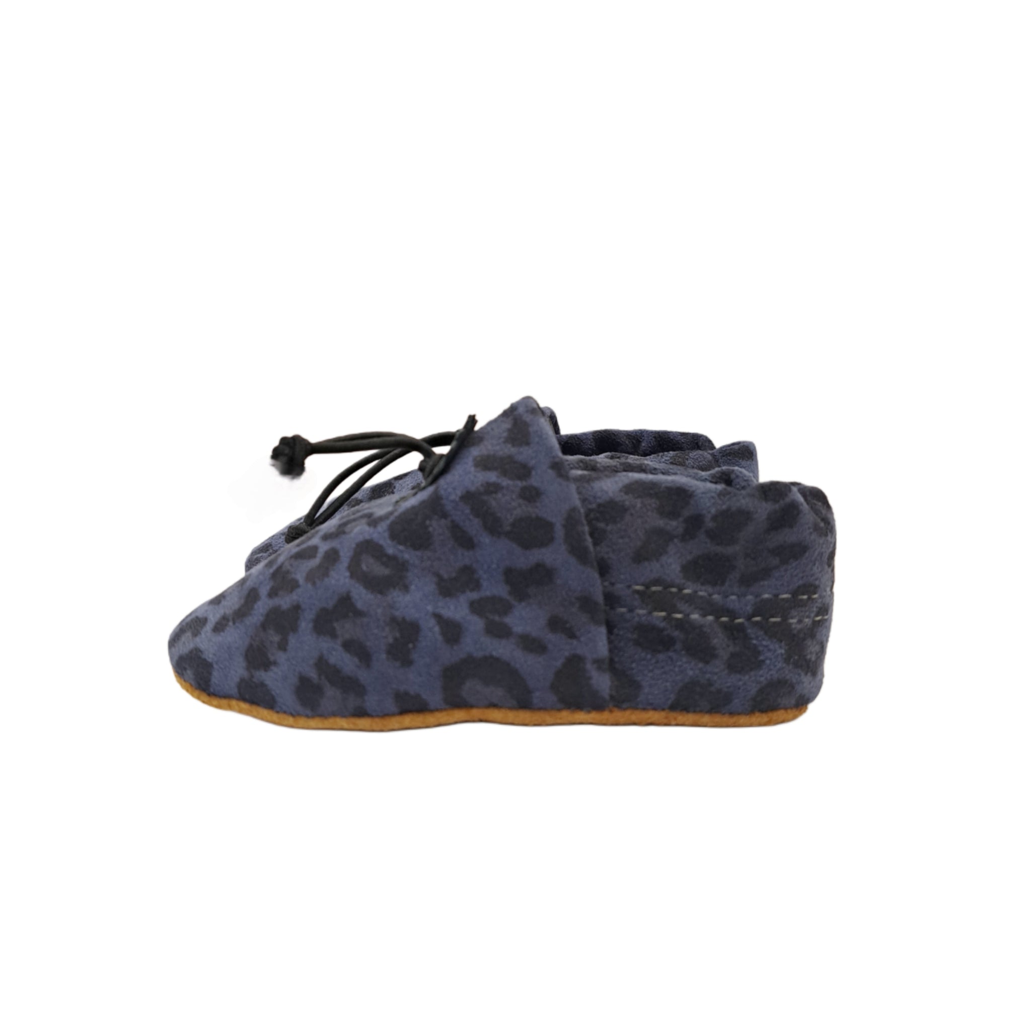 Blue Leopard Print Baby Leather Booties | Josiah Amari