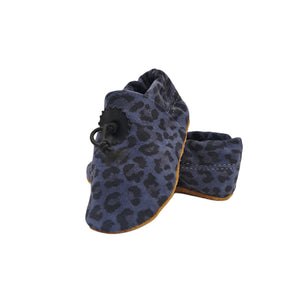 Blue Leopard Print Baby Leather Booties | Josiah Amari