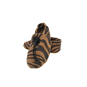 Zebra Brn Print Baby Leather Booties | Josiah Amari