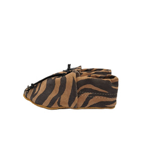 Zebra Brn Print Baby Leather Booties | Josiah Amari