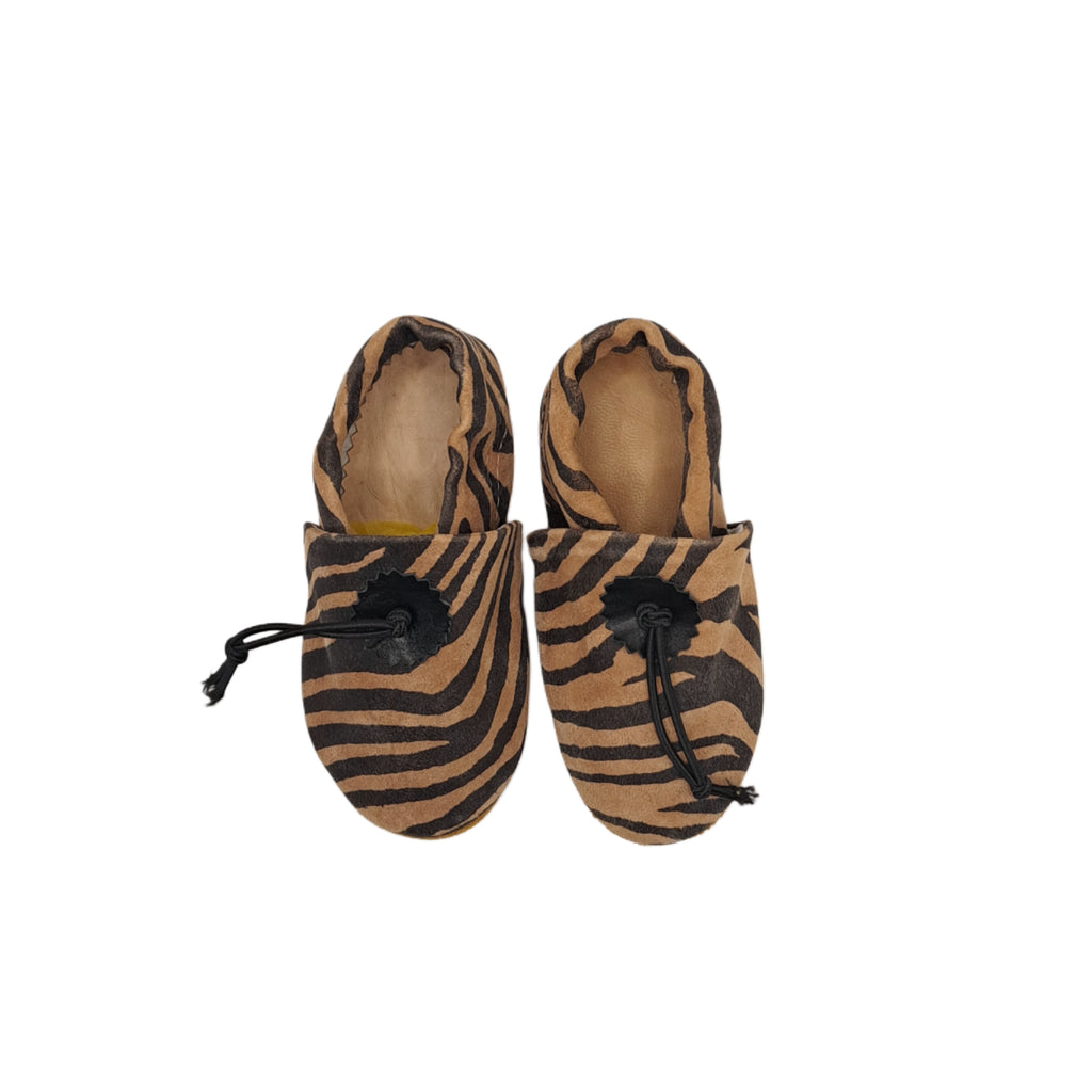 Zebra Brn Print Baby Leather Booties | Josiah Amari