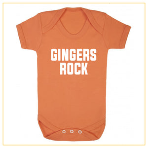 gingers rock novelty baby onesie in orange