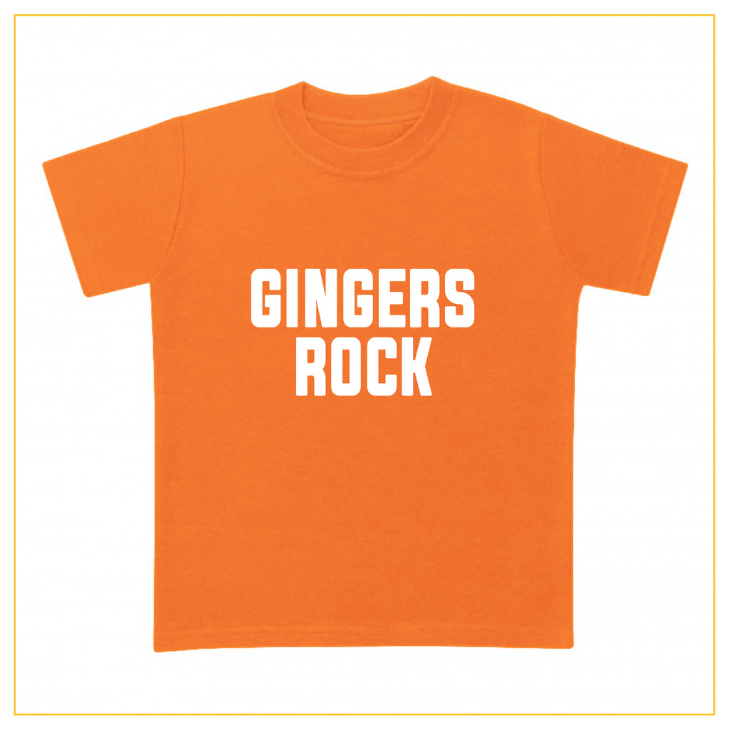 gingers rock kids novelty t-shirt in orange