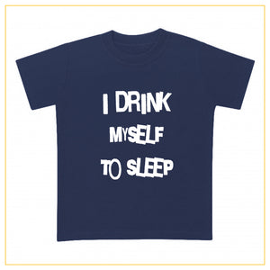 I drink myself to sleep baby t-shirt in navy blue