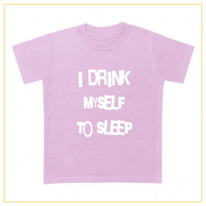 I drink myself to sleep baby t-shirt in dust pink