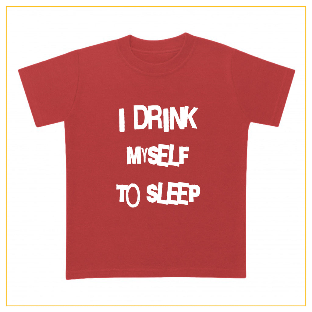 I drink myself to sleep baby t-shirt in red