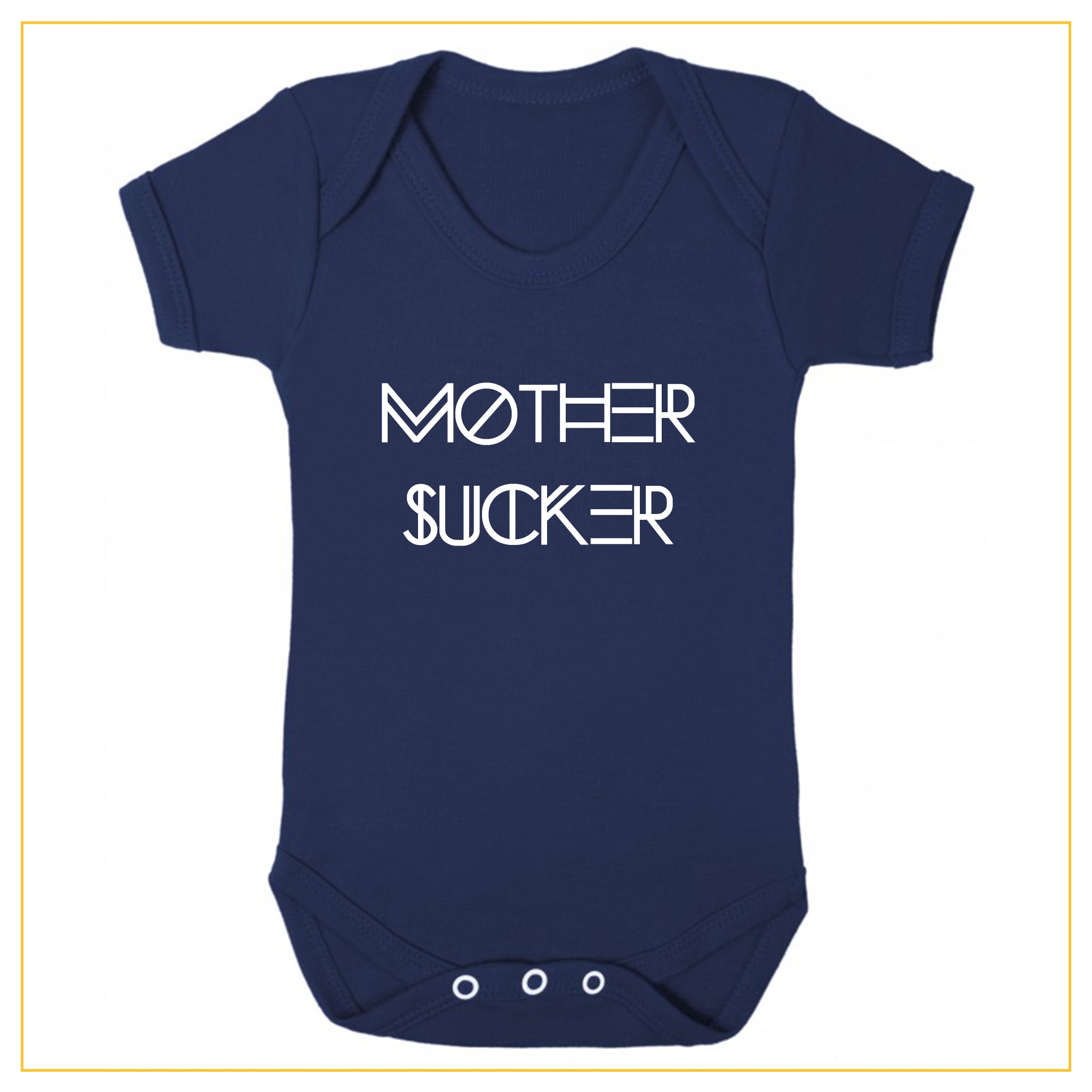 mother sucker novelty baby onesie in navy blue