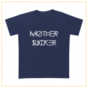 navy blue t-shirt for babies with a mother sucker print
