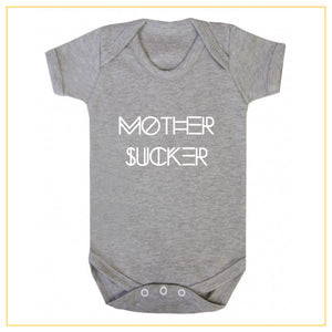 mother sucker novelty baby onesie in grey