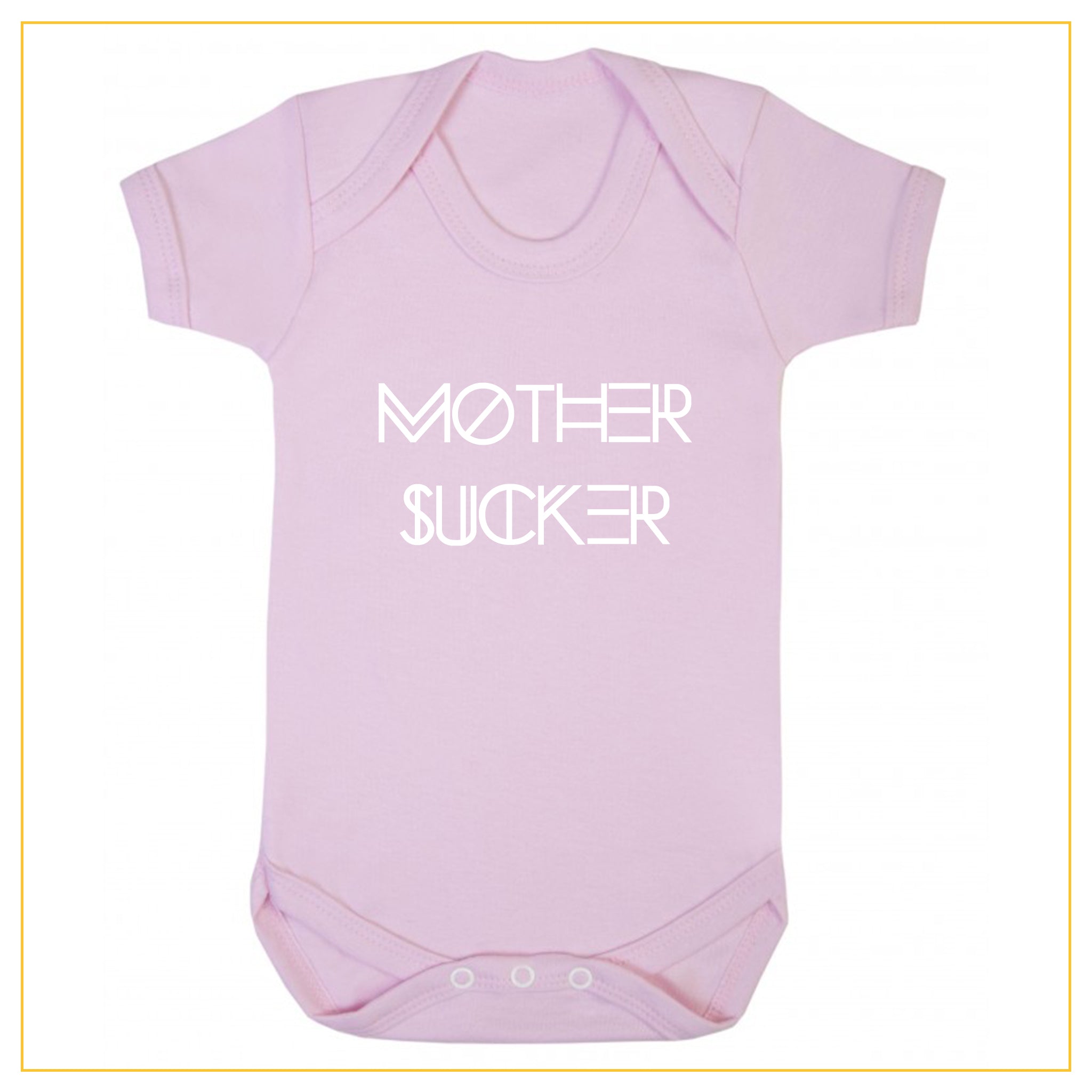 mother sucker novelty baby onesie in dust pink