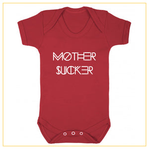 mother sucker novelty baby onesie in red