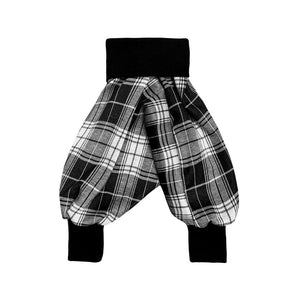 Unisex Kids Harems Pants Black & White Check | Josiah Amari